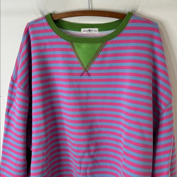NATURAL LIFE Pink & Blue Striped Sweatshirt with Green Trim - Picture 9 of 15